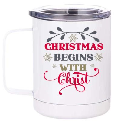 Christmas Begins With Christ Christian 12 oz Stainless Steel Tumbler Cup