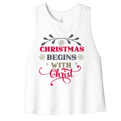 Christmas Begins With Christ Christian Women's Racerback Cropped Tank