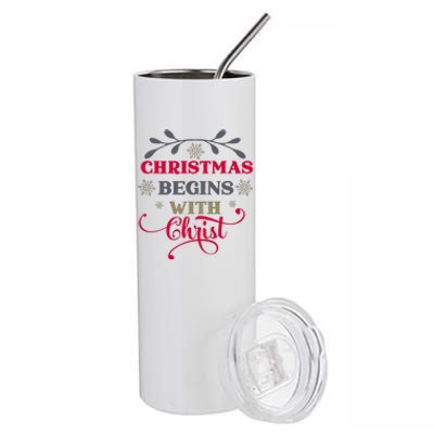 Christmas Begins With Christ Christian Stainless Steel Tumbler