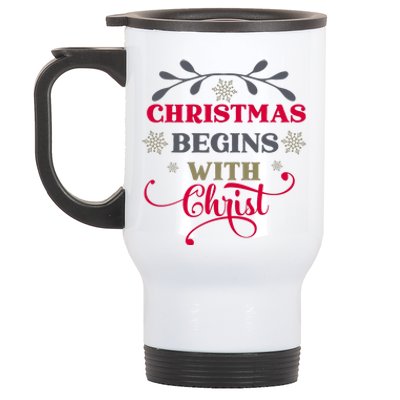 Christmas Begins With Christ Christian Stainless Steel Travel Mug