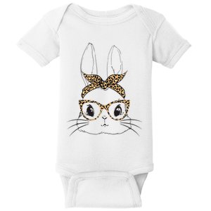 Cute Bunny With Leopard Glasses Bubblegum Easter Baby Bodysuit