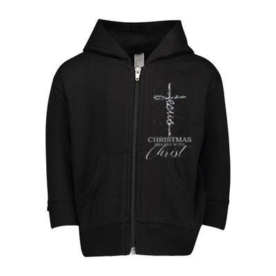 Christmas Begins With Christ Jesus Faithful Christian Light Long Sleeve Toddler Zip Fleece Hoodie