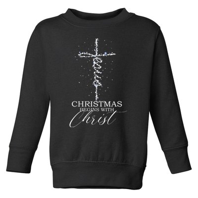 Christmas Begins With Christ Jesus Faithful Christian Light Long Sleeve Toddler Sweatshirt