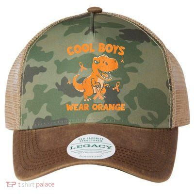 Cool Boys Wear Orange TRex Multiple Sclerosis Awareness Kid Legacy Tie Dye Trucker Hat