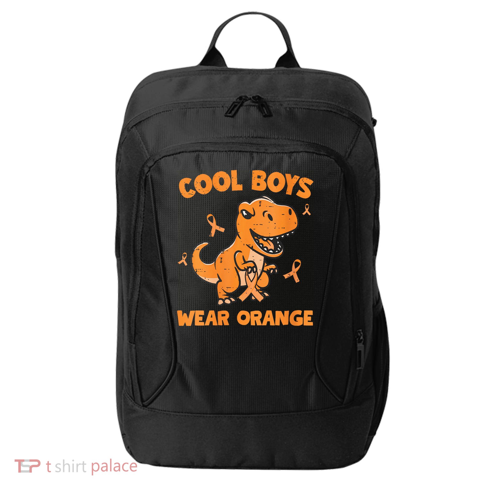 Cool Boys Wear Orange TRex Multiple Sclerosis Awareness Kid City Backpack