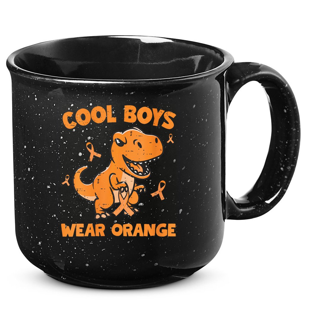 Cool Boys Wear Orange TRex Multiple Sclerosis Awareness Kid 15oz Campfire Ceramic Mug