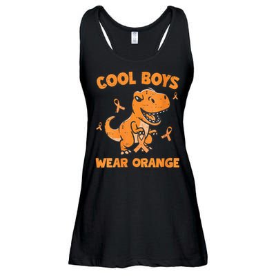 Cool Boys Wear Orange TRex Multiple Sclerosis Awareness Kid Ladies Essential Flowy Tank