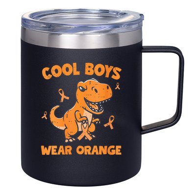 Cool Boys Wear Orange TRex Multiple Sclerosis Awareness Kid 12oz Stainless Steel Coffee Mug