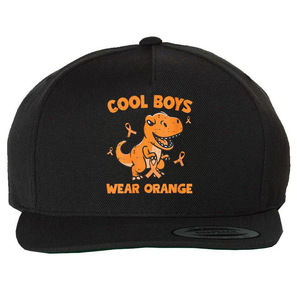 Cool Boys Wear Orange TRex Multiple Sclerosis Awareness Kid Wool Snapback Cap