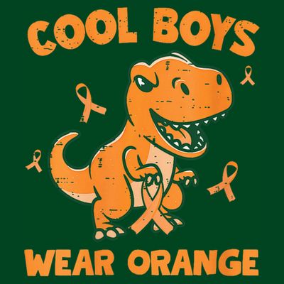 Cool Boys Wear Orange TRex Multiple Sclerosis Awareness Kid T-Shirt