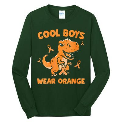 Cool Boys Wear Orange TRex Multiple Sclerosis Awareness Kid Tall Long Sleeve T-Shirt