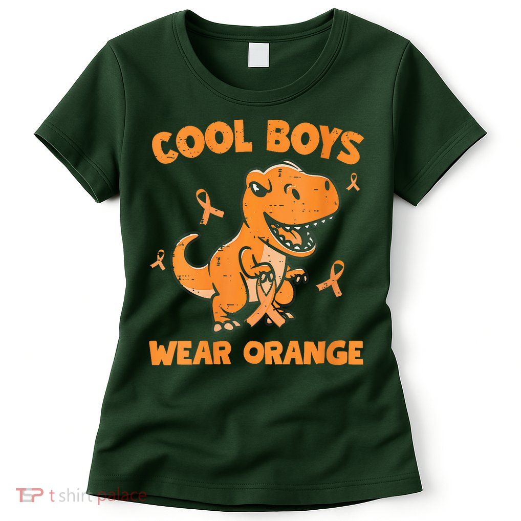 Cool Boys Wear Orange TRex Multiple Sclerosis Awareness Kid Womens T-Shirt