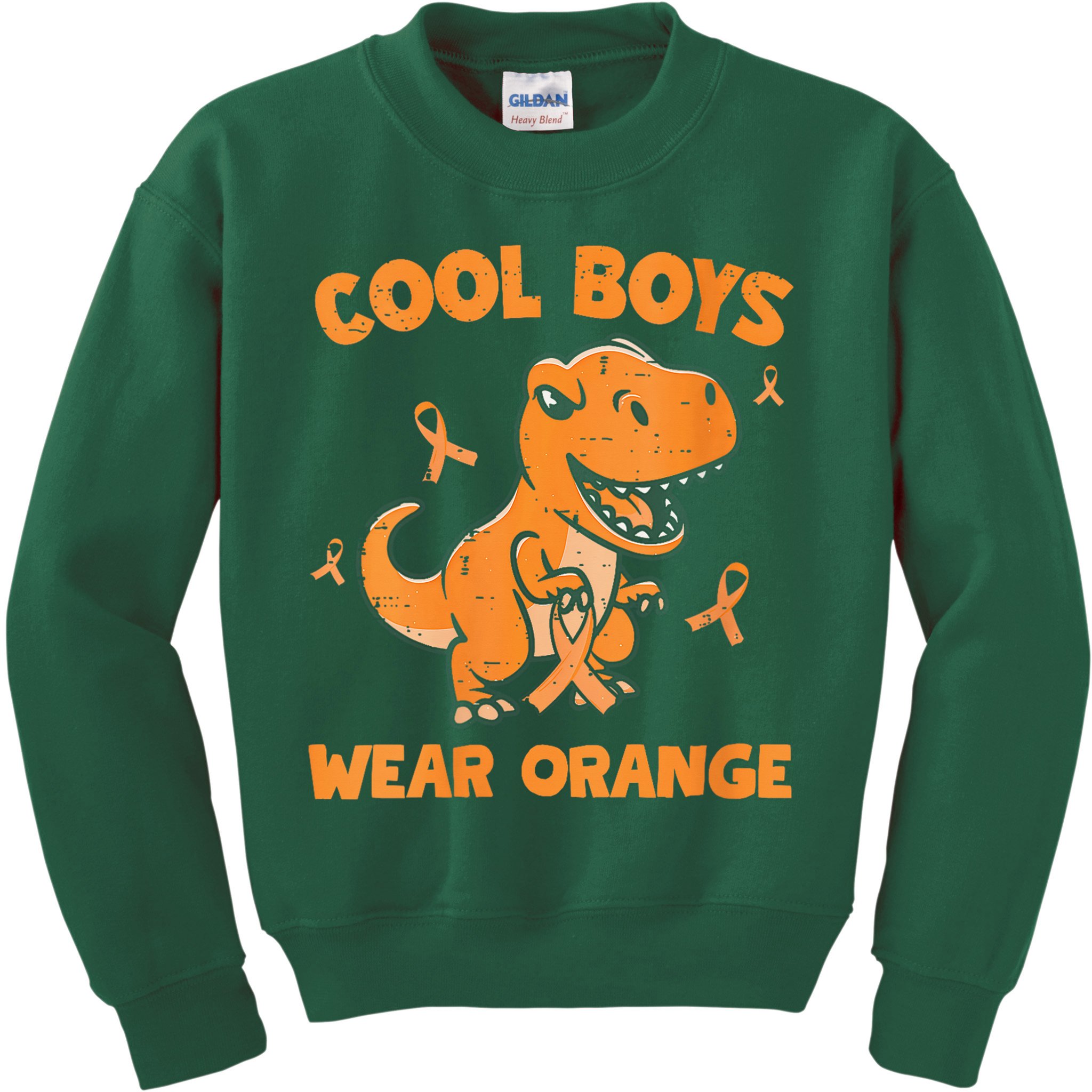 Cool Boys Wear Orange TRex Multiple Sclerosis Awareness Kid Kids Sweatshirt