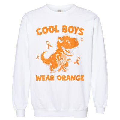 Cool Boys Wear Orange TRex Multiple Sclerosis Awareness Kid Garment-Dyed Sweatshirt