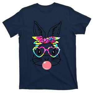 Cute Bunny With Bandana Heart Glasses Bubblegum Easter Day T-Shirt