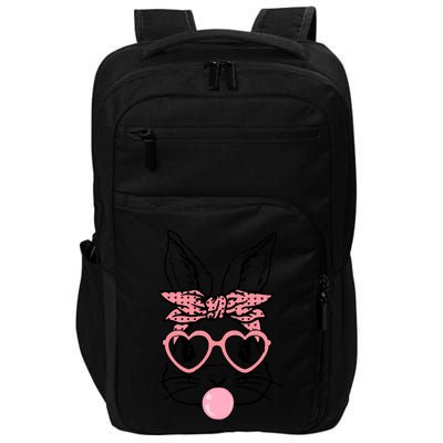 Cute Bunny With Bandana Heart Glasses Bubblegum Easter Day Impact Tech Backpack