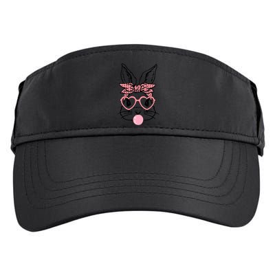 Cute Bunny With Bandana Heart Glasses Bubblegum Easter Day Adult Drive Performance Visor