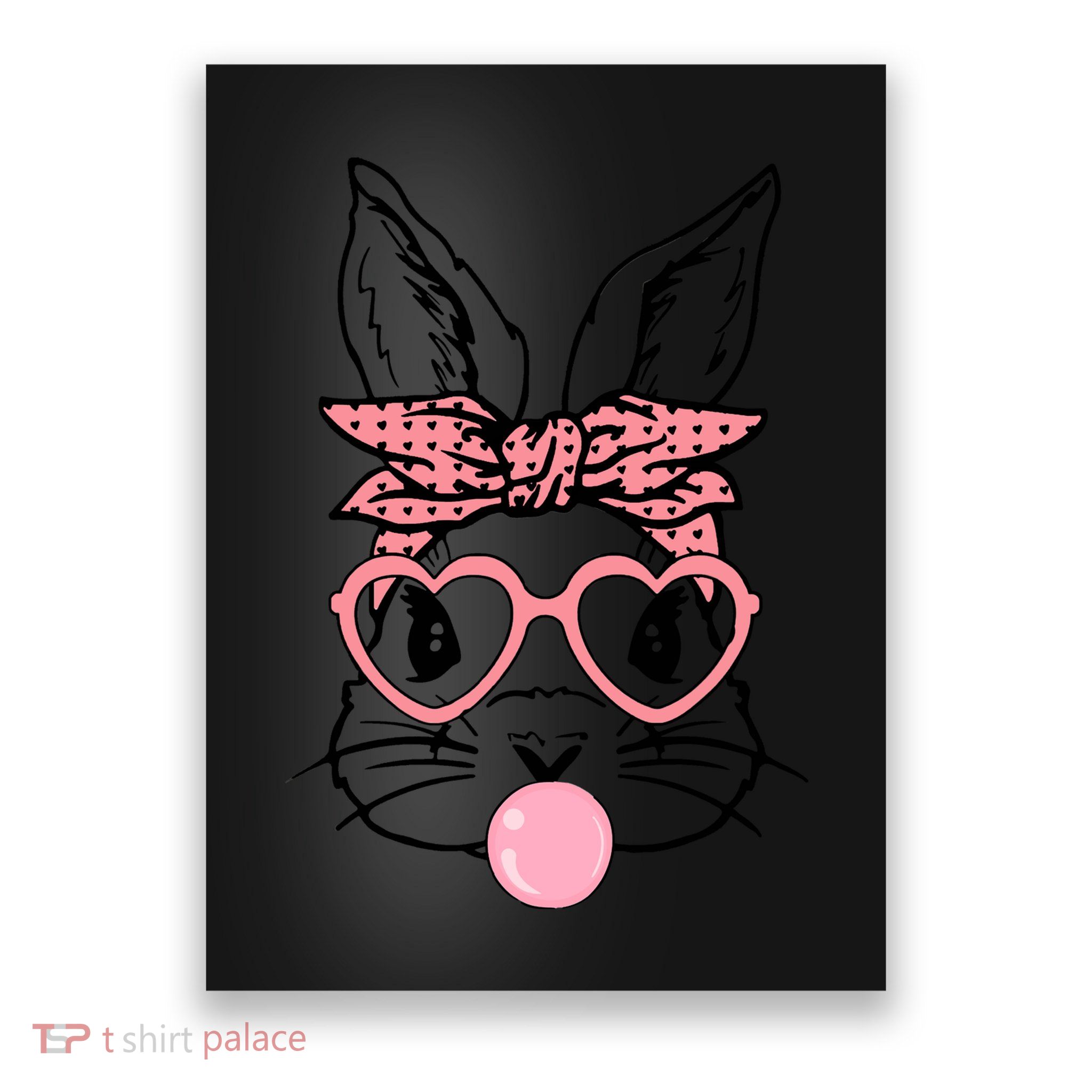 Cute Bunny With Bandana Heart Glasses Bubblegum Easter Day Poster