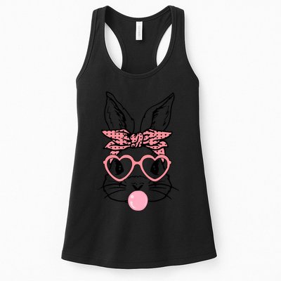 Cute Bunny With Bandana Heart Glasses Bubblegum Easter Day Womens Tank Top