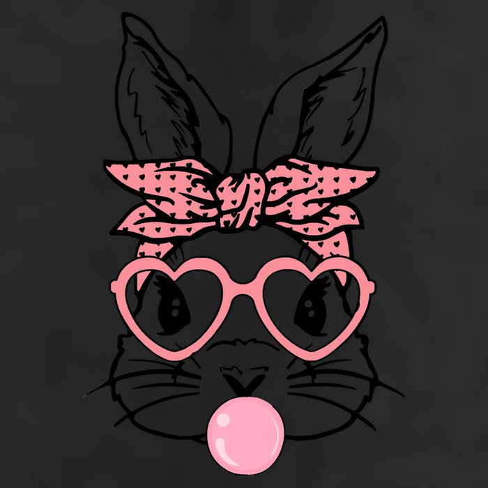 Cute Bunny With Bandana Heart Glasses Bubblegum Easter Day Trucker Hat