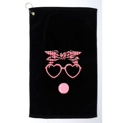 Cute Bunny With Bandana Heart Glasses Bubblegum Easter Day Platinum Collection Golf Towel