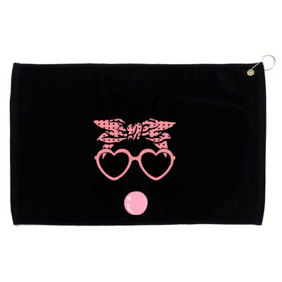 Cute Bunny With Bandana Heart Glasses Bubblegum Easter Day Grommeted Golf Towel