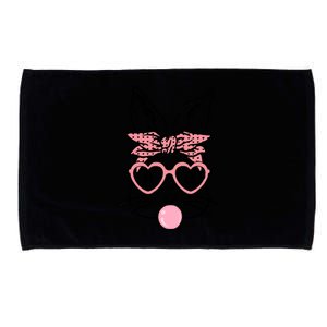 Cute Bunny With Bandana Heart Glasses Bubblegum Easter Day Microfiber Hand Towel