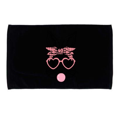 Cute Bunny With Bandana Heart Glasses Bubblegum Easter Day Microfiber Hand Towel