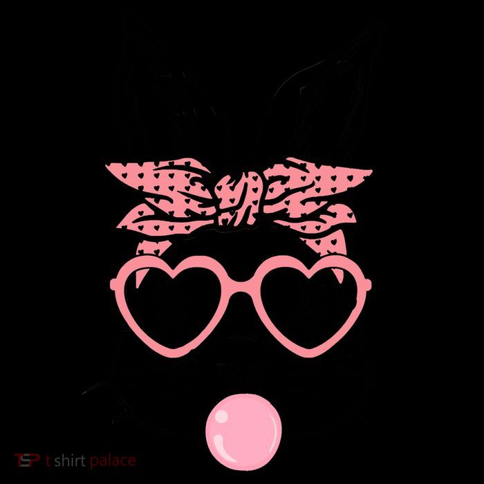 Cute Bunny With Bandana Heart Glasses Bubblegum Easter Day Women's V-Neck T-Shirt