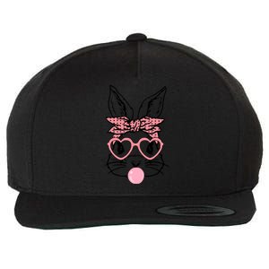 Cute Bunny With Bandana Heart Glasses Bubblegum Easter Day Wool Snapback Cap