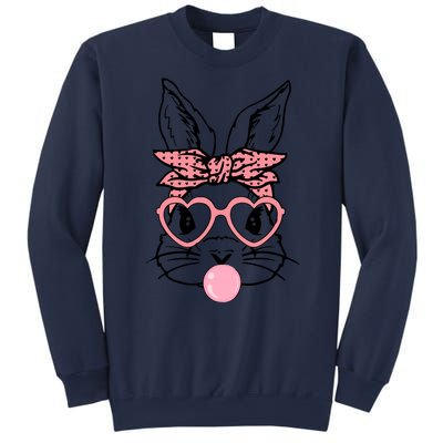 Cute Bunny With Bandana Heart Glasses Bubblegum Easter Day Sweatshirt