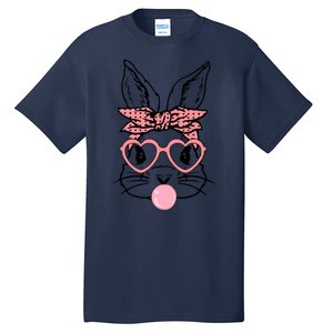 Cute Bunny With Bandana Heart Glasses Bubblegum Easter Day Tall T-Shirt