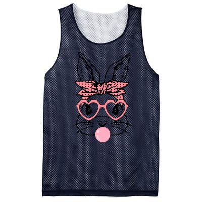 Cute Bunny With Bandana Heart Glasses Bubblegum Easter Day Mesh Reversible Basketball Jersey Tank