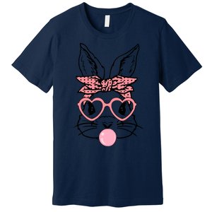 Cute Bunny With Bandana Heart Glasses Bubblegum Easter Day Premium T-Shirt