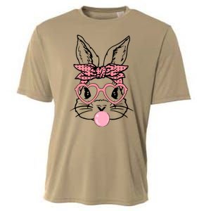 Cute Bunny With Bandana Heart Glasses Bubblegum Easter Day Cooling Performance Crew T-Shirt