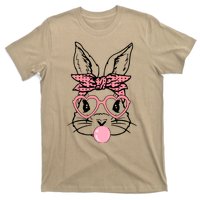 Cute Bunny With Bandana Heart Glasses Bubblegum Easter Day T-Shirt