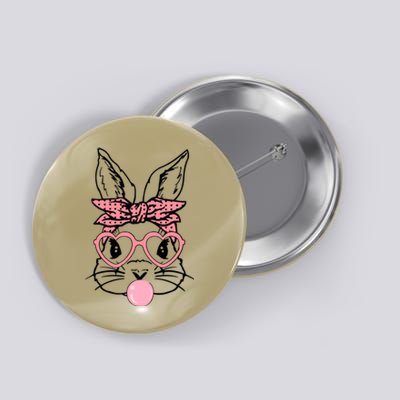 Cute Bunny With Bandana Heart Glasses Bubblegum Easter Day Button