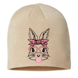 Cute Bunny With Bandana Heart Glasses Bubblegum Easter Day Sustainable Beanie