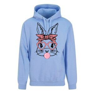 Cute Bunny With Bandana Heart Glasses Bubblegum Easter Day Unisex Surf Hoodie