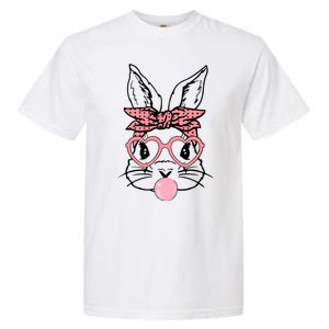 Cute Bunny With Bandana Heart Glasses Bubblegum Easter Day Garment-Dyed Heavyweight T-Shirt