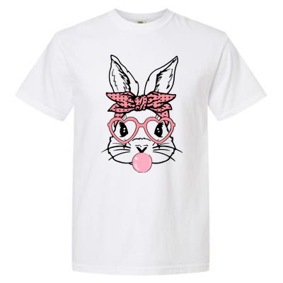 Cute Bunny With Bandana Heart Glasses Bubblegum Easter Day Garment-Dyed Heavyweight T-Shirt