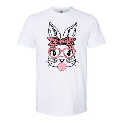 Cute Bunny With Bandana Heart Glasses Bubblegum Easter Day Softstyle CVC T-Shirt