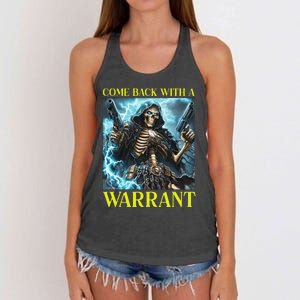 Come Back With A Warrant Cringe Skeleton Meme Women's Knotted Racerback Tank