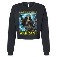 Come Back With A Warrant Cringe Skeleton Meme Cropped Pullover Crew