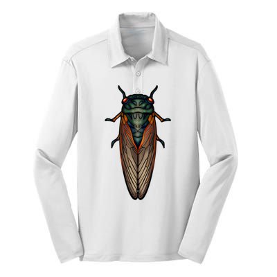 Cicada Brood X Magicicada Septendecim Red Eyed Cicadas Silk Touch Performance Long Sleeve Polo