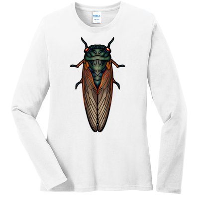 Cicada Brood X Magicicada Septendecim Red Eyed Cicadas Ladies Long Sleeve Shirt