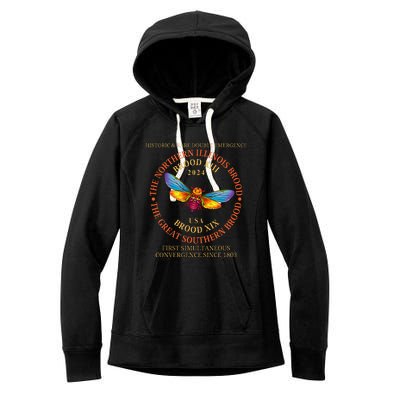 Cicada Brood Xiii Brood Xix 2024 Emergence Convergence Women's Fleece Hoodie