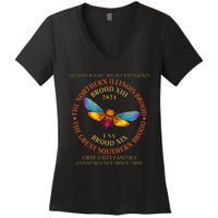 Cicada Brood Xiii Brood Xix 2024 Emergence Convergence Women's V-Neck T-Shirt