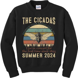 Cicada Brood Xiii Xix Summer 2024 Reunion Swarm Cicadas Kids Sweatshirt