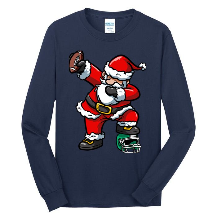 Christmas Boy Xmas Dabbing Santa Claus Football Tall Long Sleeve T-Shirt